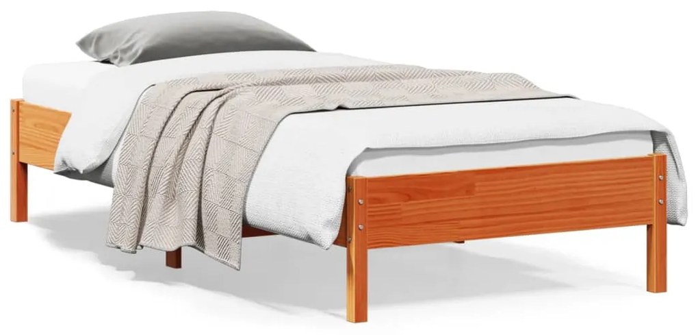 vidaXL Cadru pat fără saltea, maro ceruit, 100x200 cm, lemn masiv pin