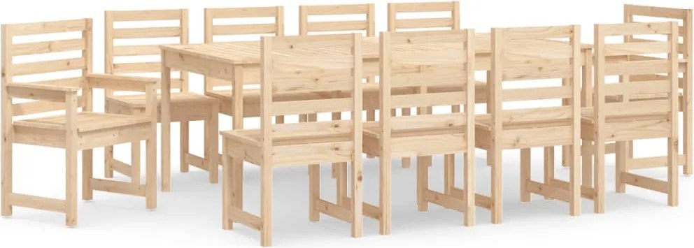 vidaXL Set de masă pentru grădină, 11 piese, lemn masiv de pin