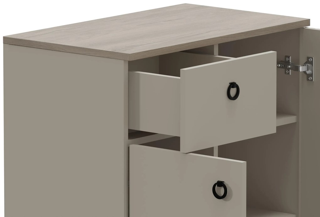 Comodă Demandaron 3 (taupe + stejar silverjack). 1116809