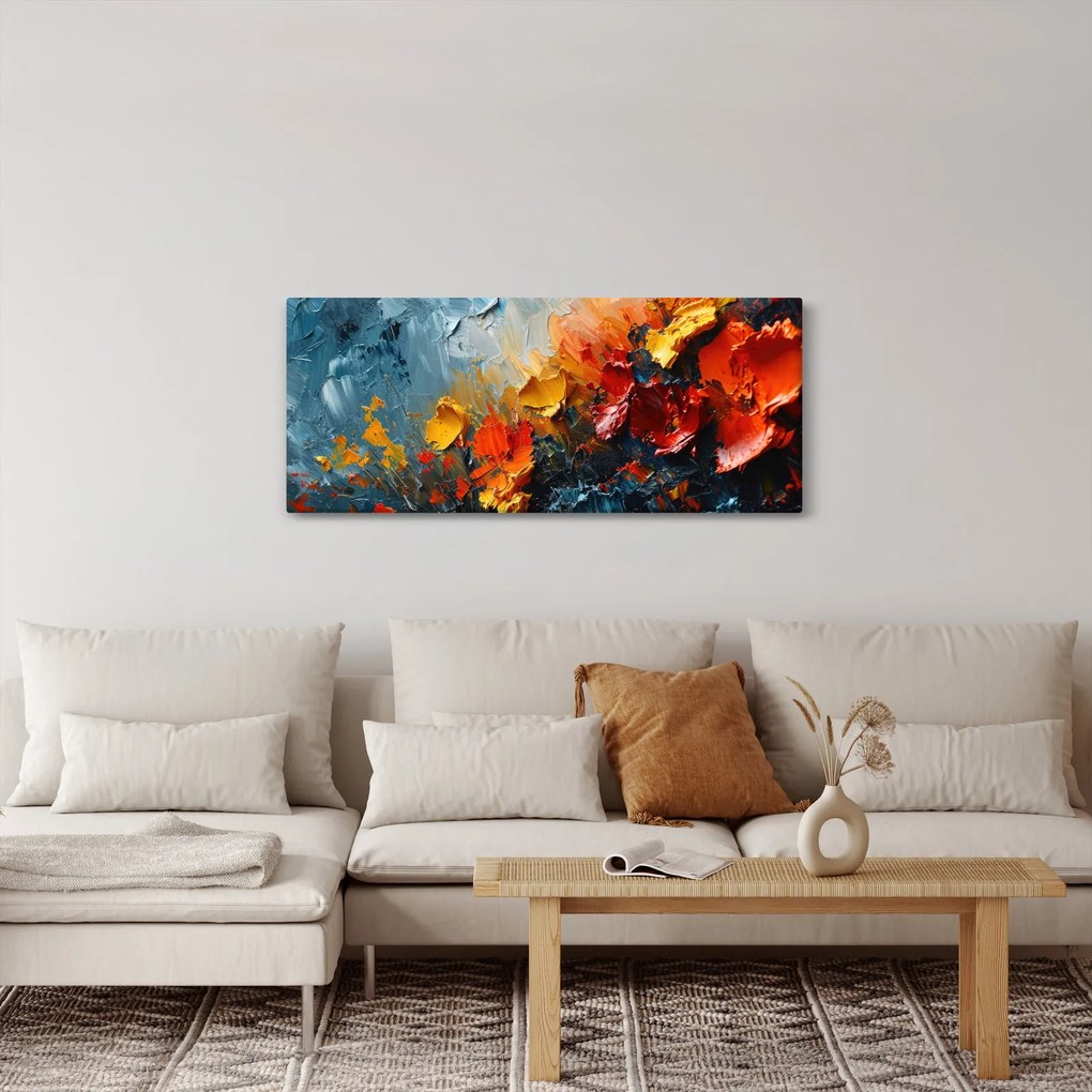Tablou - Pictură abstractă de flori III. (120x50 cm)