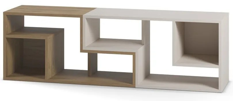 Comodă TV albă/în culoare naturală pe colț cu aspect de lemn de stejar 145x45x35 cm Glina – Marckeric