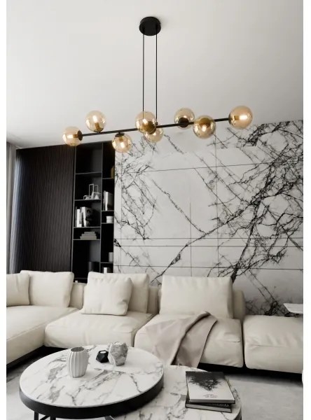 Lustră pe tijă LINEAR 8xE14/10W/230V negru/bej