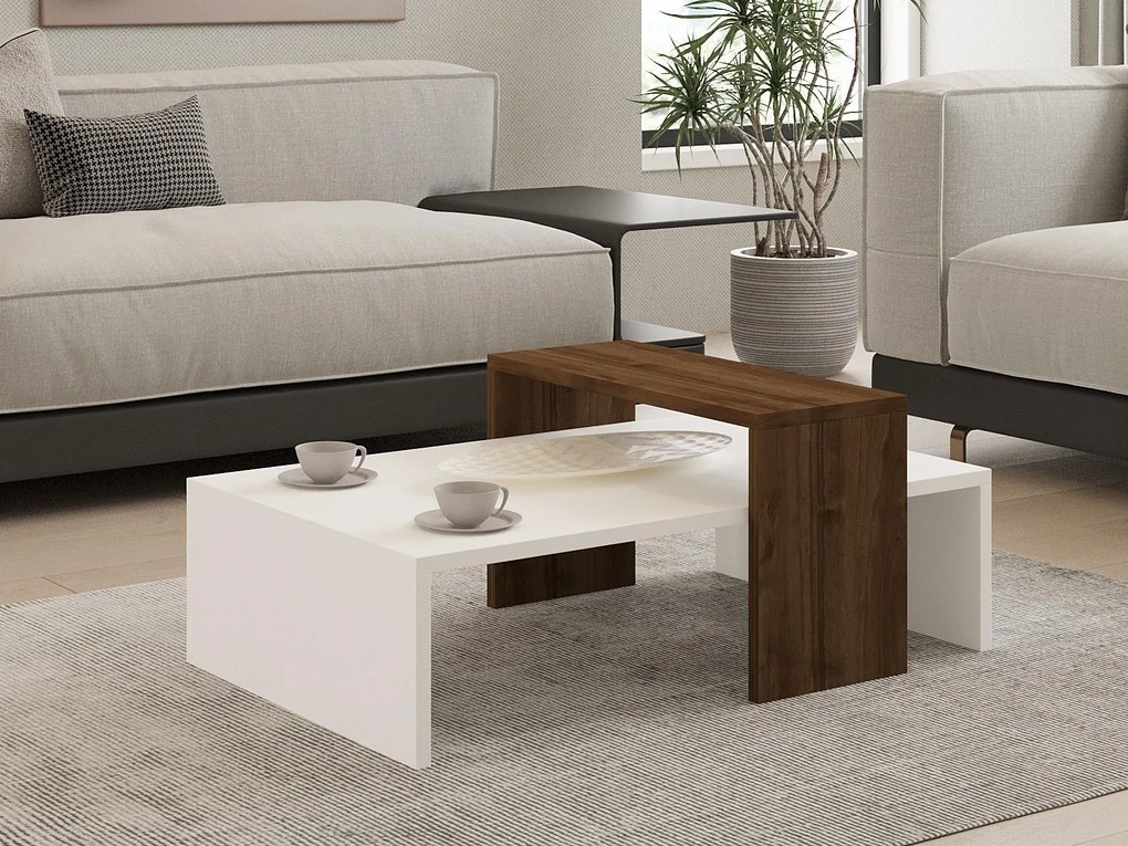 Masă de cafea Glowie (Nuc + Alb). Promo -27%. 1089470