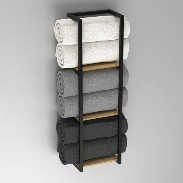 Suport de perete pentru prosoape 78x23 cm negru