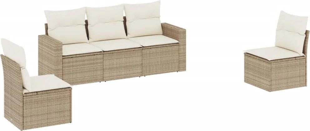 vidaXL Set canapele de grădină cu perne, 5 piese, bej, poliratan