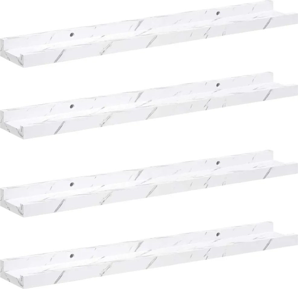 vidaXL Raft de perete 4 pcs Marmură albă 60 x 9 x 3 cm Lemn compozit