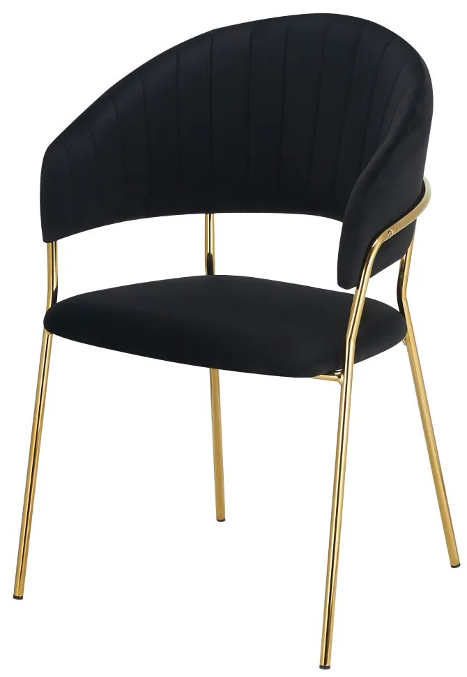 Scaun de sufragerie de design, material Velvet negru gold crom auriu, DASMIN TIP 1