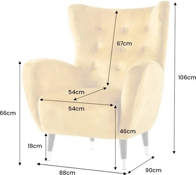 Fotoliu Clasic, Tesatura Catifea, Galben Mustra, Don A-45971 VC