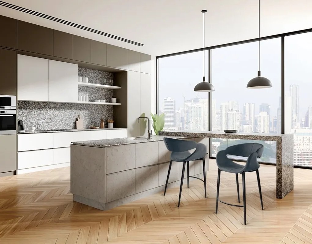 Scaun de bar design elegant Giro albastru inchis