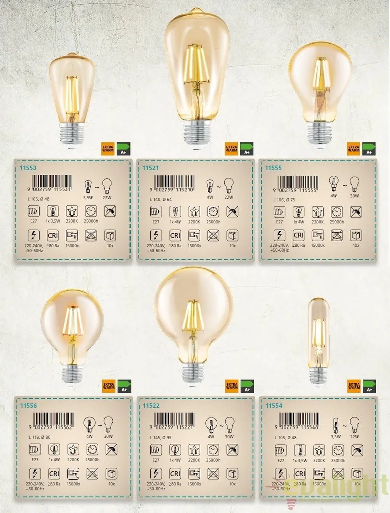 Bec E27-LED-G95 4W 2200k 11522 EL