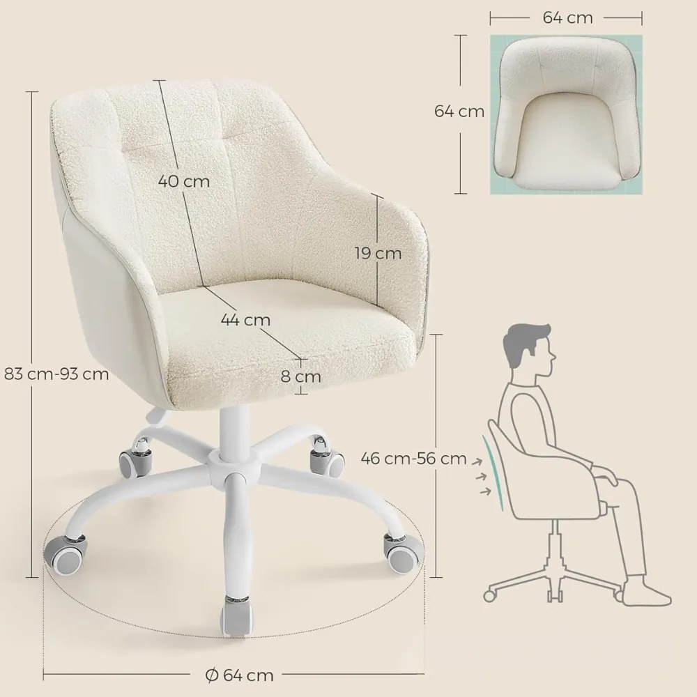 Scaun de birou SABINA, max. 110 kg, alb/bej SongmicsHome