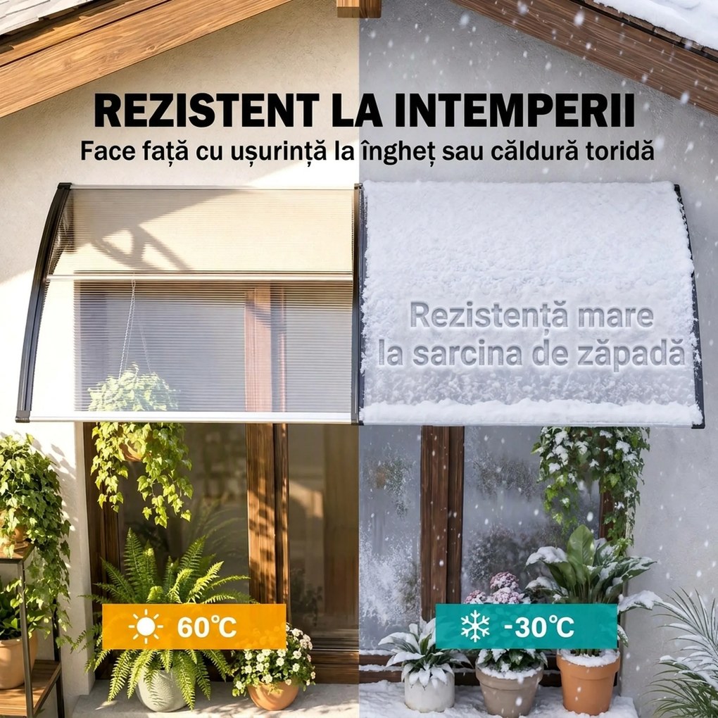 Outsunny Copertina moderna din PP, 200x96x27 cm, negru | Aosom Romania