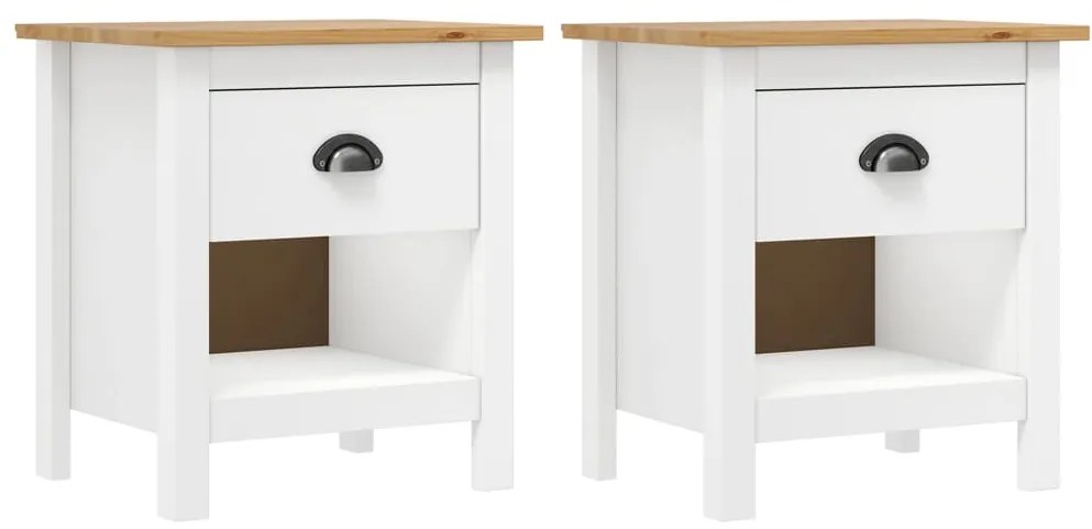 vidaXL Noptiere Hill, 2 buc., 46x35x49,5 cm, lemn masiv de pin