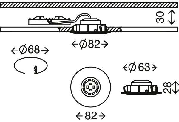 Corp de iluminat LED încastrat pentru baie ATTACH LED/5W/230V IP23 Briloner 7209-019