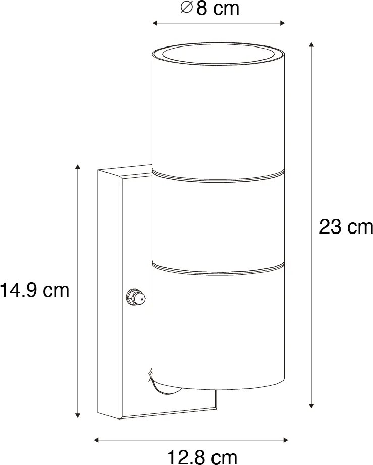 Aplică de exterior neagră cu 2 lumini AR70 cu senzor de mișcare - Duo