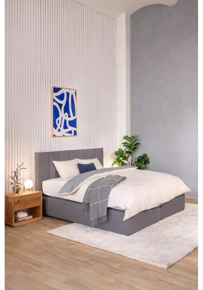 Pat boxspring gri 160x200 cm Olia Bold Line – Bonami Selection