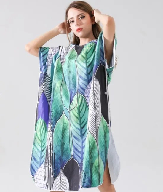 Poncho prosop de plaja FEATHER verde-albastru 80x145 cm