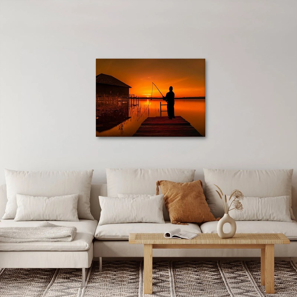 Tablou cu pescar (70x50 cm)
