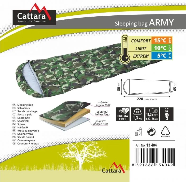 Sac de dormit tip pătură - ARMY 5°C
