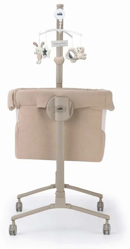 Patut cu leganare, Cullami, co-sleeper 2 in 1, Cu laterala culisanta, Cu setare unghiulara, Cu roti, Reglabil in 8 pozitii pe inaltime, Bej