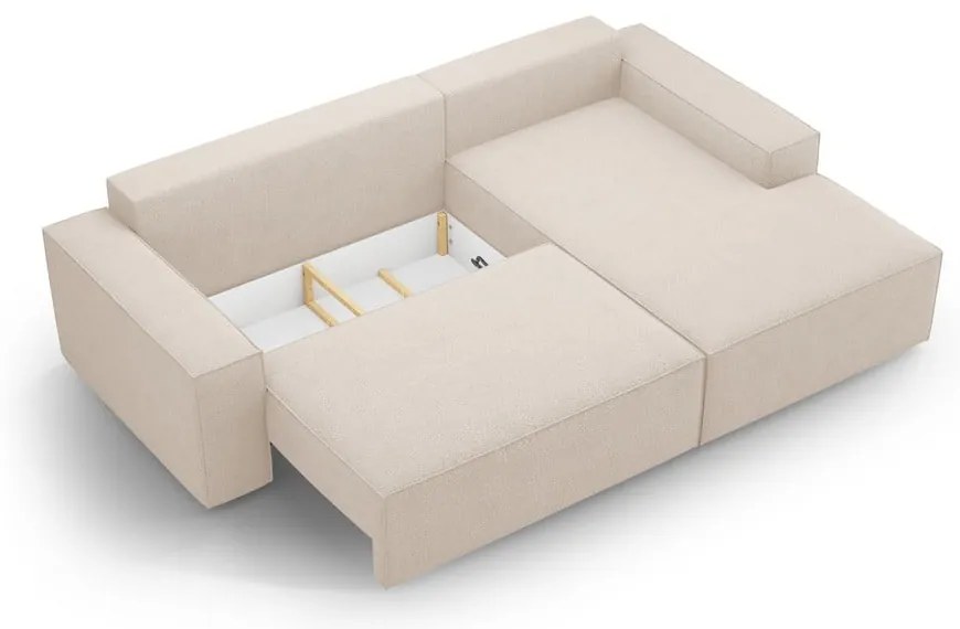 Colțar bej extensibil cu tapițerie din țesătură bouclé (cu colț pe partea dreaptă) Jodie – Micadoni Home