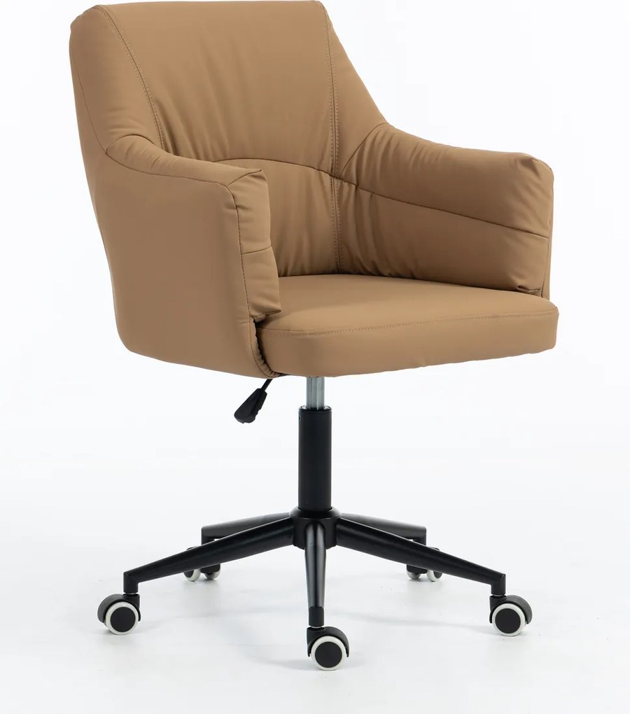 HR840K Scaun Caramel Piele Ecologica Premium Soft cu Bază Neagră