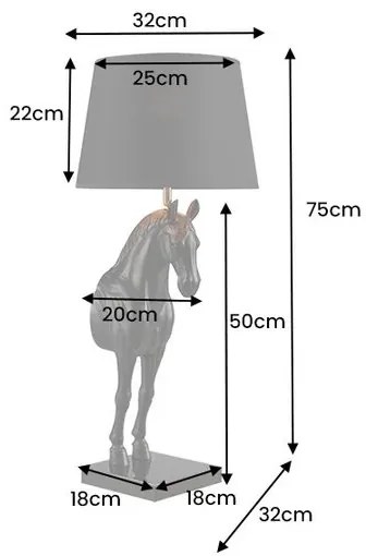 Lampa decorativa, Cal, Negru, BLACK BEAUTY 75cm