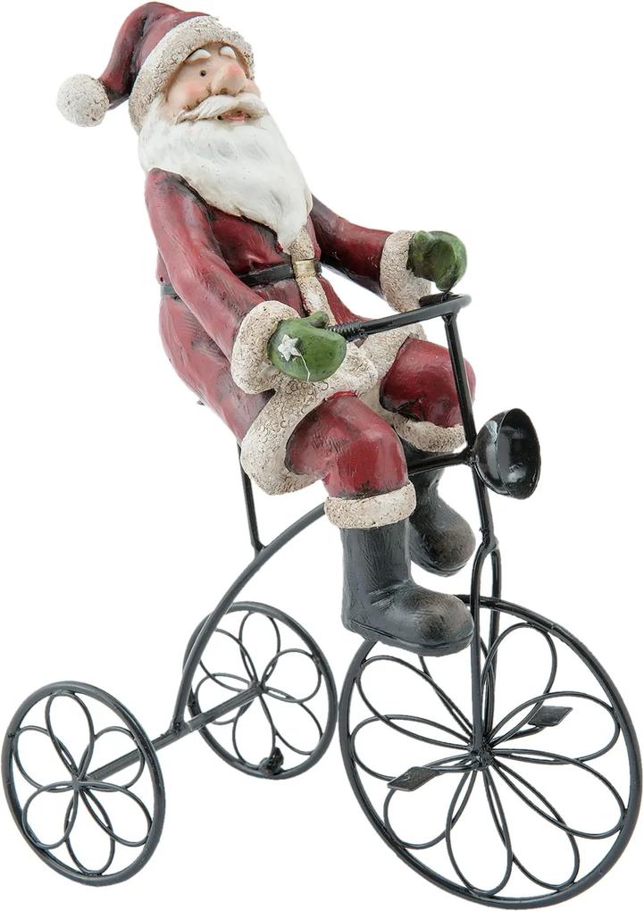Figurina Mos Craciun cu tricicleta polirasina 20x10x26 cm