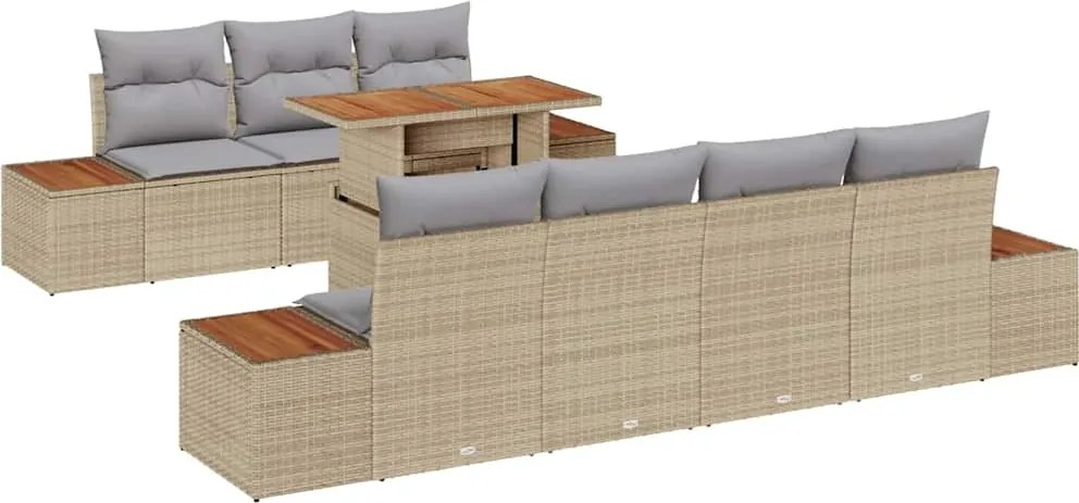 vidaXL Set de canapele pentru grădină 8 pcs Bej Rattan poli