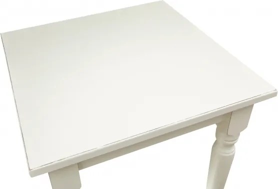 Masa fixa, L 70 70 H78 cm, culoare alb antic, Lemn Masiv