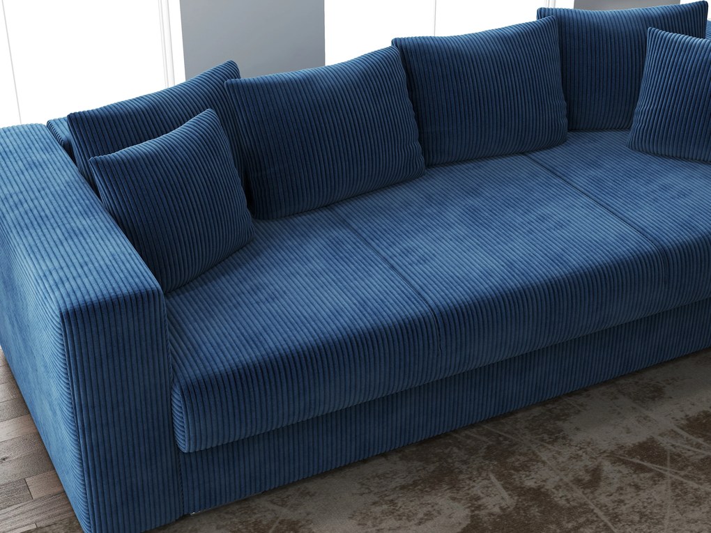 Canapea extensibilă dumonde cu ladă de depozitare si sezut confortabil din spuma high-density, Gloria Zoom Blue 240x100 cm