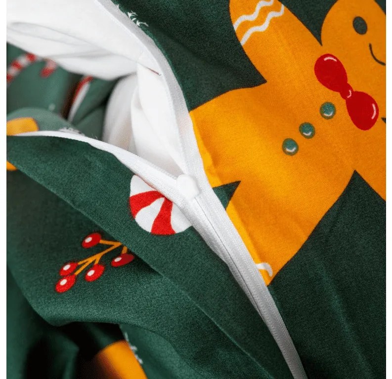 Lenjerie de pat din microfibra SNOWMAN SI TURTA DULCE verde Dimensiune lenjerie de pat: 2 buc 70 x 90 cm | 200 x 220 cm