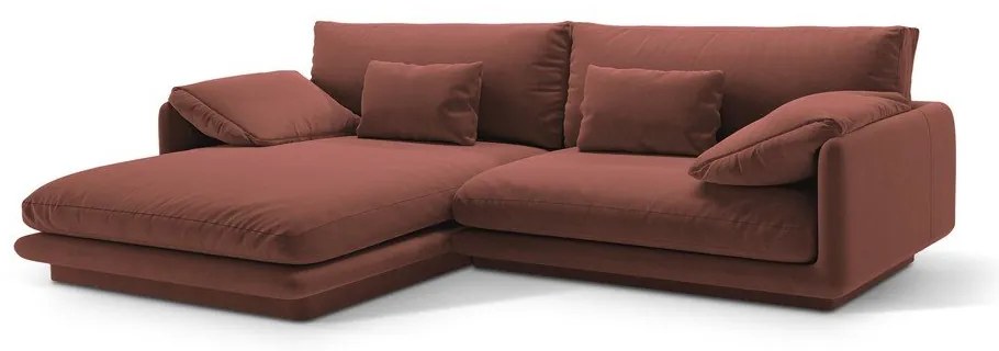 Colțar roz cu tapițerie din catifea (cu colț pe partea stângă /cu șezlong) Torino – Micadoni