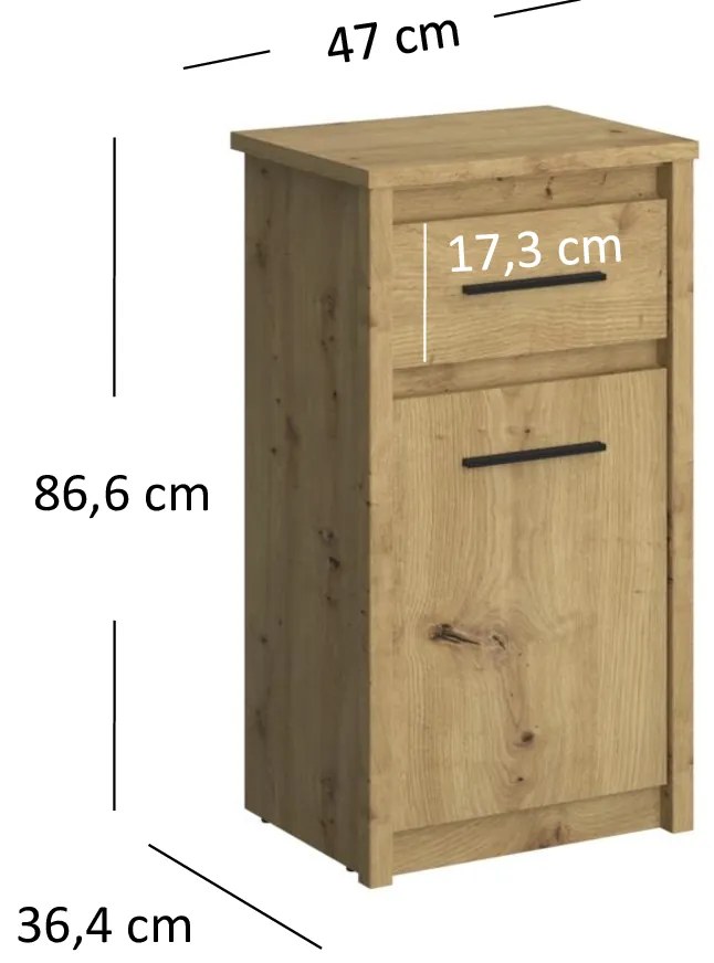 Comodă Andra 1D1S (Stejar artisan). 1052744