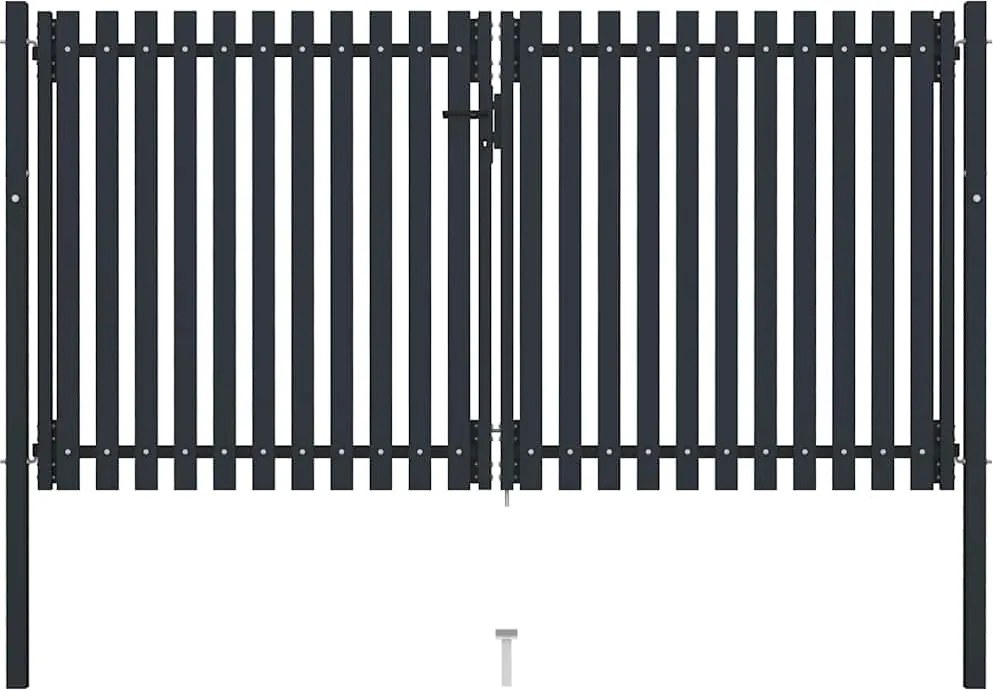 vidaXL Poartă de gard cu ușă dublă, oțel, 300x150 cm, antracit
