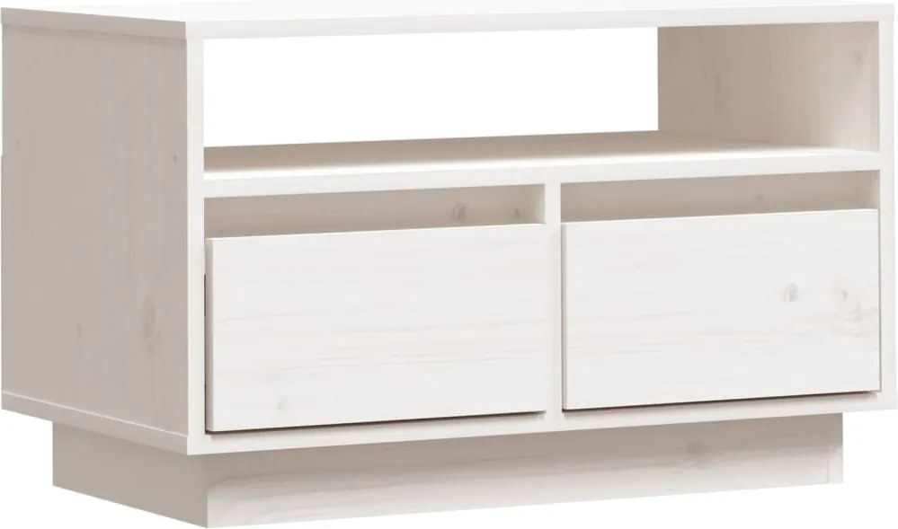 vidaXL Comodă TV, alb, 60x35x37 cm, lemn masiv de pin