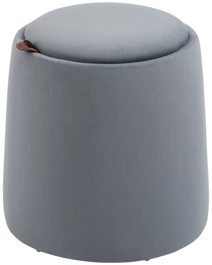 HOMCOM 2-in-1 Hocker în Samtoptik inclusiv Stocare și capac detașabil Ø44 cm x 47,5 cm Gri | Aosom Romania
