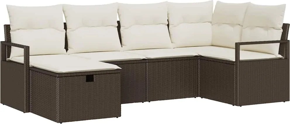 vidaXL Set de canapele pentru grădină cu pernă 6 pcs Maro Rattan poli