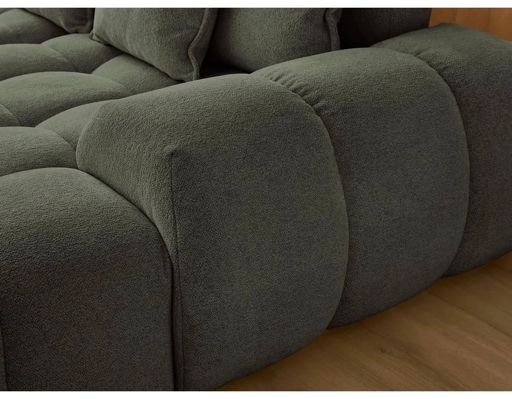 Colțar verde extensibil/cu spațiu de depozitare cu tapițerie din chenille (cu colț pe partea stângă/în formă de "U") Everest – Bobochic Paris