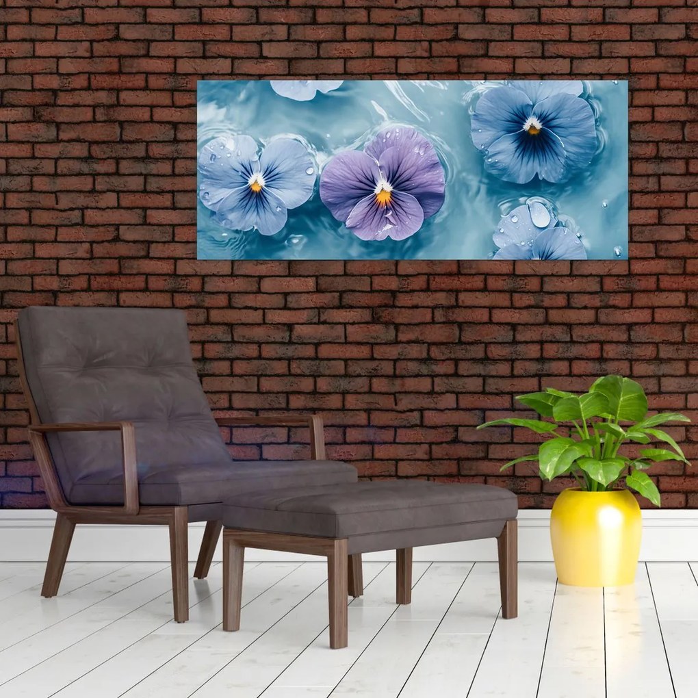 Tablou - Violete în apă (120x50 cm)