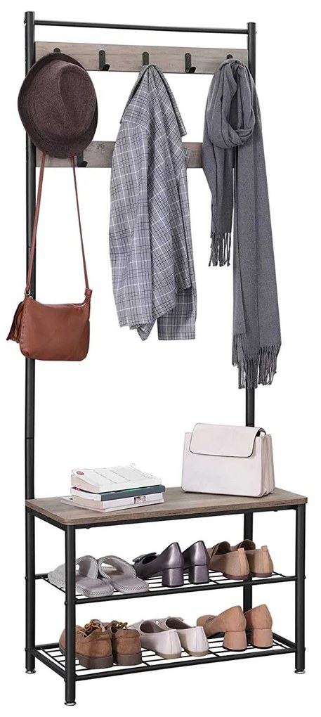 Perete de hol metalic INDUSTRY 175 cm, negru/gri-maroniu