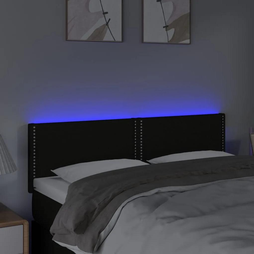 Tablie de pat cu LED, negru, 144x5x78 88 cm, textil 1, Negru, 144 x 5 x 78 88 cm