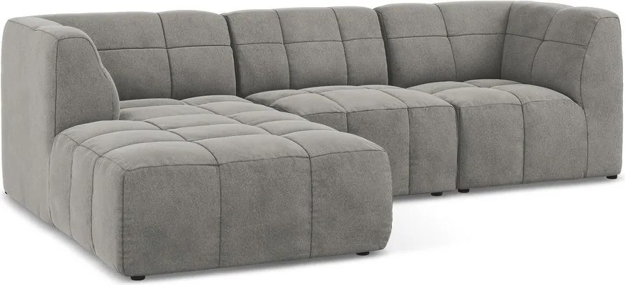 Colțar gri cu tapițerie din catifea (cu colț pe partea stângă/cu șezlong) Aloha – Makamii