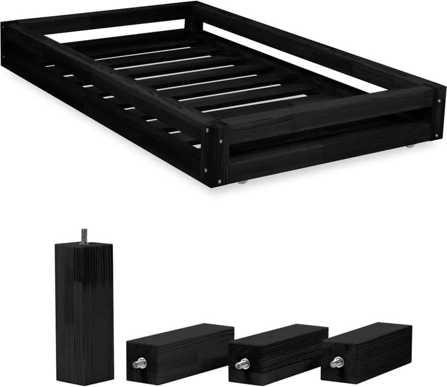 Set sertar pentru pat și 4 picioare înălțătoare, pentru patul Benlemi 90 x 180 cm, negru