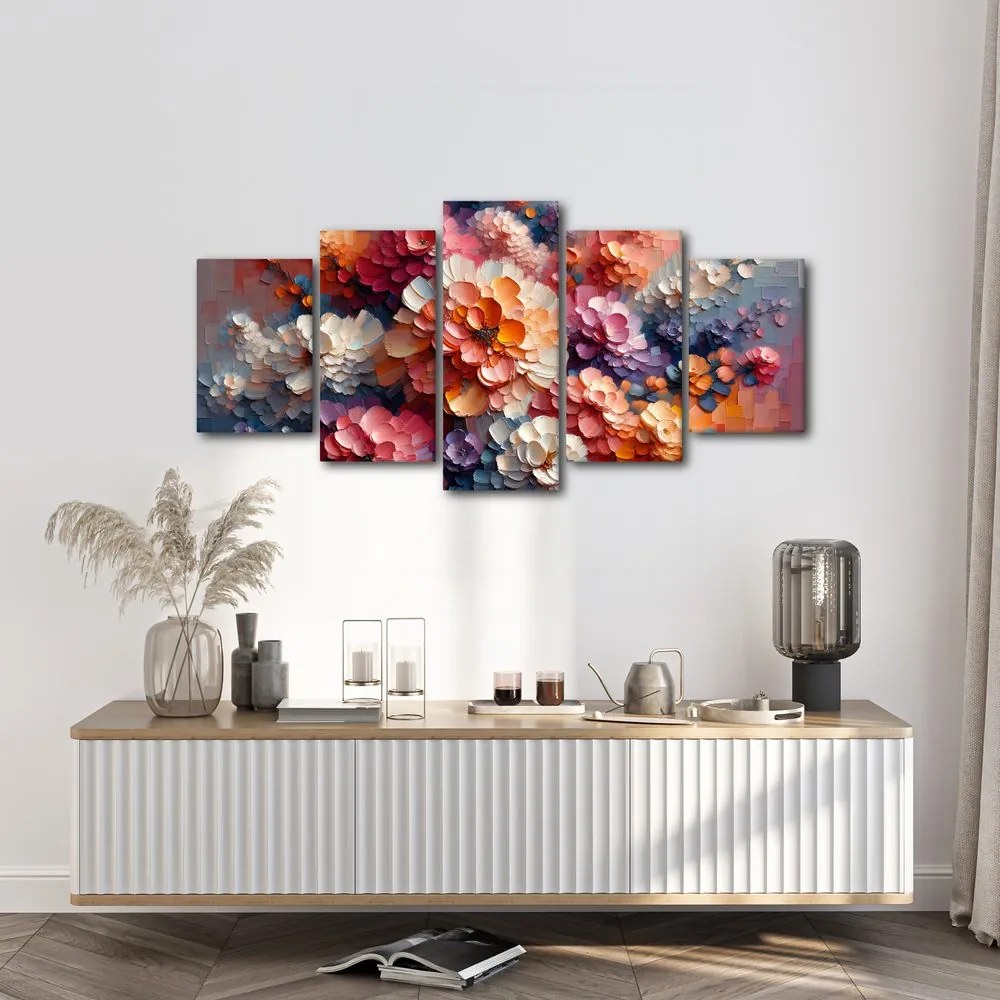 Tablou 5-piese explozie de culori florale