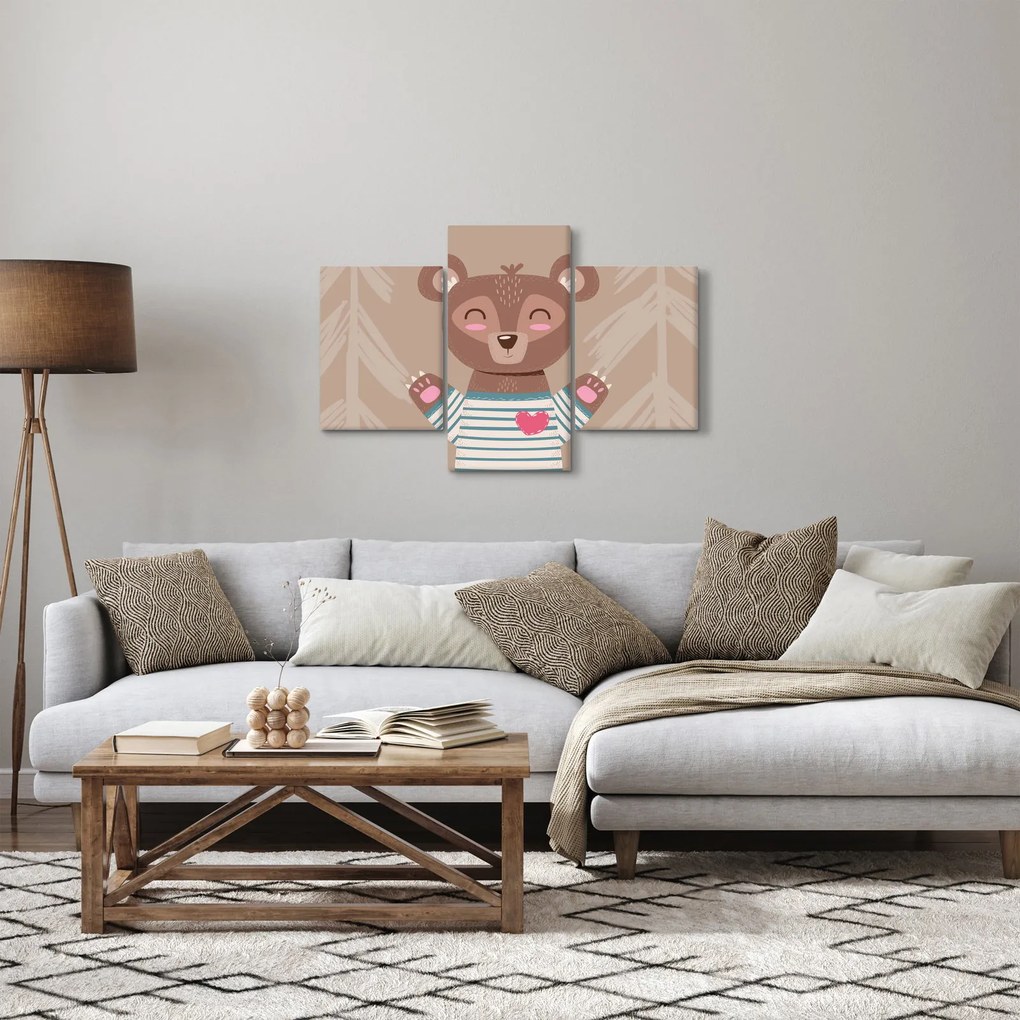 Tablou - Ursuleț de pluș în tricou cu dungi (90x60 cm)