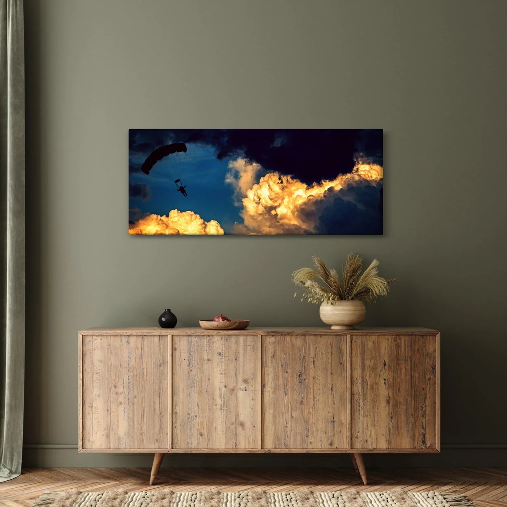 Tablou cu parașutiști în ceruri (120x50 cm)