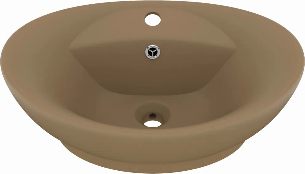 vidaXL Chiuvetă lux cu preaplin, crem mat, 58,5x39 cm ceramică, oval