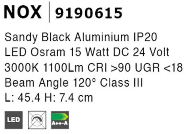 Accesoriu, Corp de iluminat pentru sistemul magnetic CRIMSON, NOX 15W L-45cm NVL-9190615