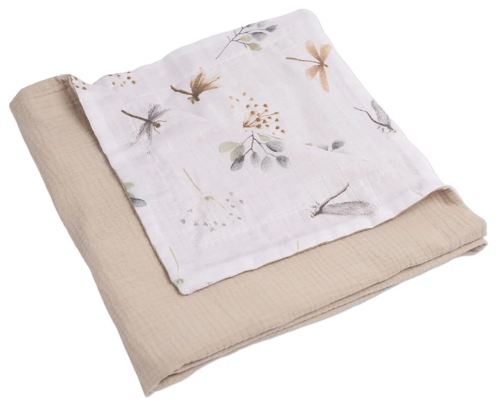 Paturica de vara din muselina dubla 110x75 cm Kidizi Dragonfly, bumbac 100%